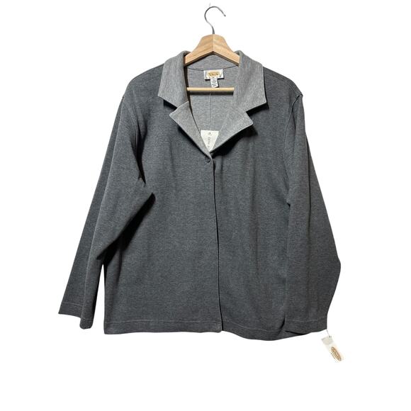 Talbots Woman Vintage Single Button Open Cardigan Sweater Gray Deadstock Size 1X - Picture 1 of 12